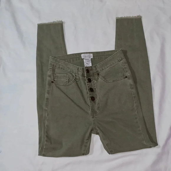 Mud Pie button fly skinny raw hem jeans - Picture 2 of 8